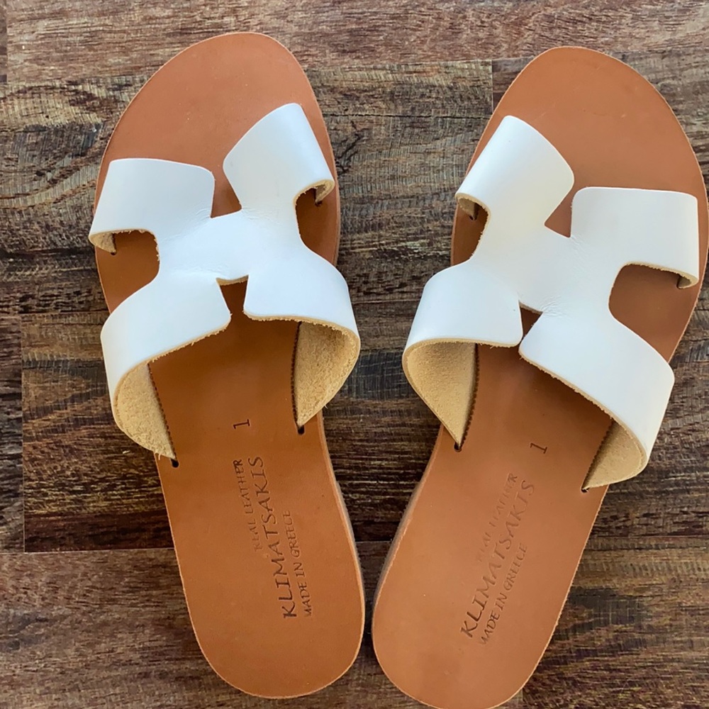 Leather slip on sandals